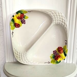 Japanese Ceramic Fruit Themed Divided Serving Platter/Appetizer Tray